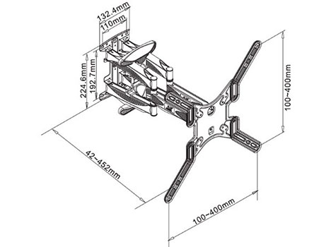 Medidas Soporte doble brazo para televisor